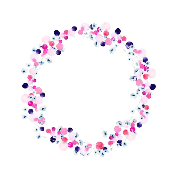 Ręcznie rysowane ilustracja jasny kolorowy kwiat akwarela wieniec — Zdjęcie stockowe