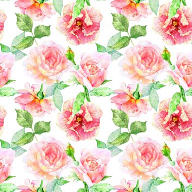 Sulu boya Dikişsiz desen tropikal yaprakları ile el çekilmiş 