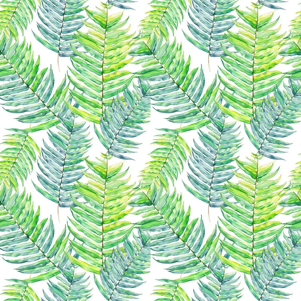 Hand drawn watercolor seamless pattern with tropical leaves — Stock Photo, Image