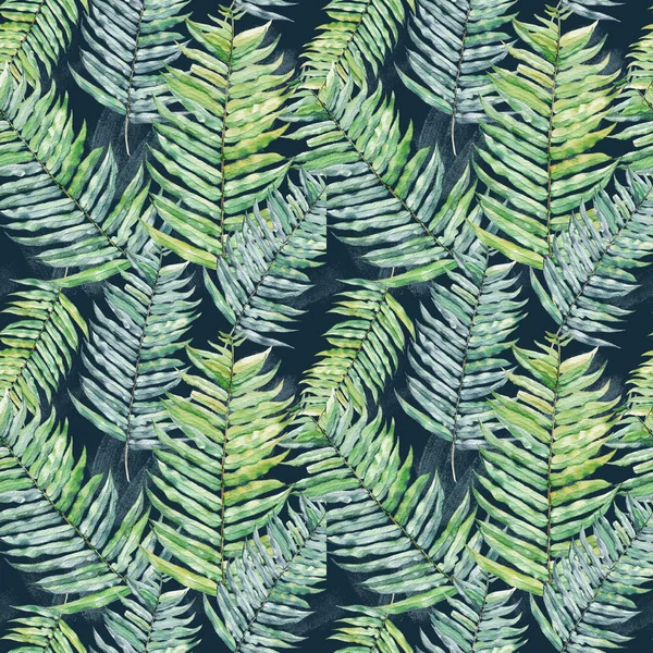 손으로 그린 수채화 원활한 패턴 열 대 잎 — 스톡 사진