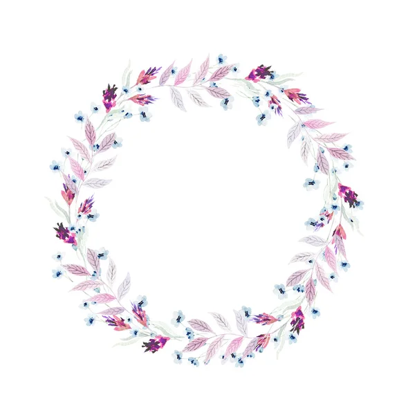 Hand drawn bright colorful watercolor flower wreath illustration — Stock Photo, Image