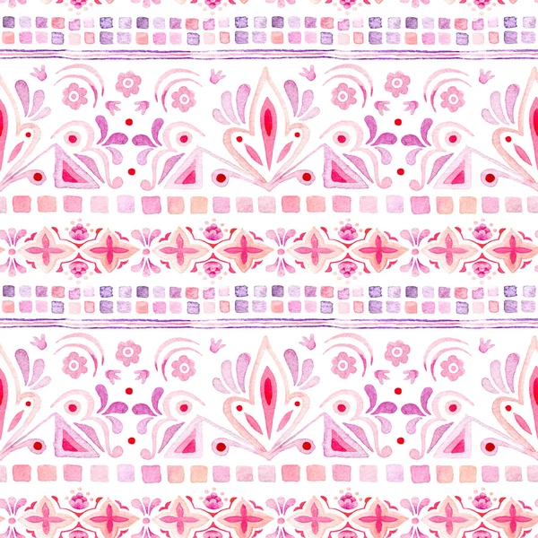 Hand drawn watercolor seamless pattern with paisley ornament — Stock Photo, Image