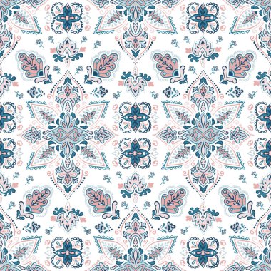 Renkli hint halı paisley süs desen tasarımı