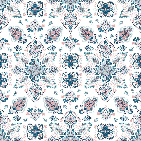Colorido indio alfombra paisley ornamento patrón de diseño — Archivo Imágenes Vectoriales