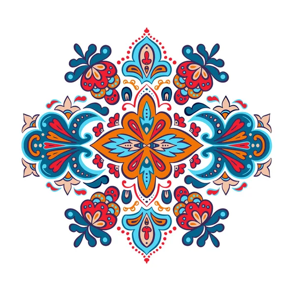 Indian colorful rug paisley ornament pattern design. — Stock Vector