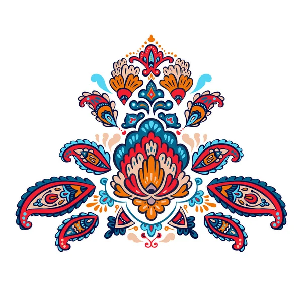 Indian colorful rug paisley ornament pattern design. — Stock Vector