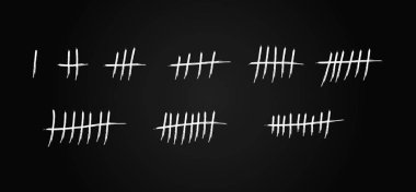 Elle çizilmiş kroki beyaz tebeşir virgül. Tahtaya izole tasarım öğeleri kümesi.