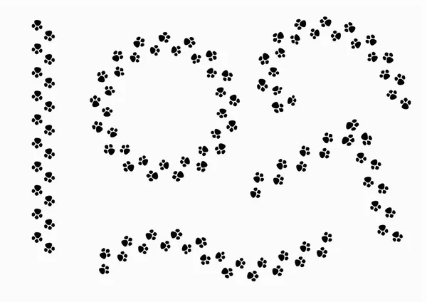 Ίχνη Του Σκύλου Vctor Ευθείες Καμπύλες Διασταύρωση Και Κύκλος — Διανυσματικό Αρχείο