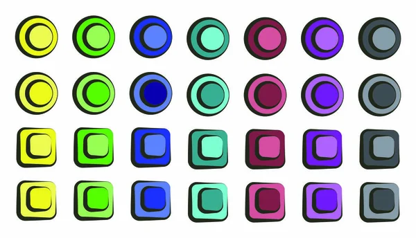 Набор Красочных Мультяшных Кнопок Векторе Круги Квадраты Переключатели Которые Можно — стоковый вектор