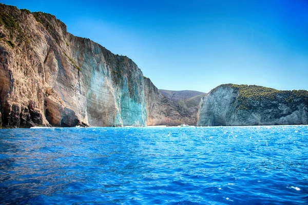 Spiaggia Navagio Acqua Turchese Giorno Sole Estate — Foto Stock