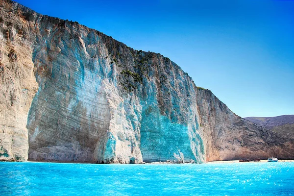 Playa Navagio Agua Turquesa Hay Día Soleado Verano — Foto de Stock