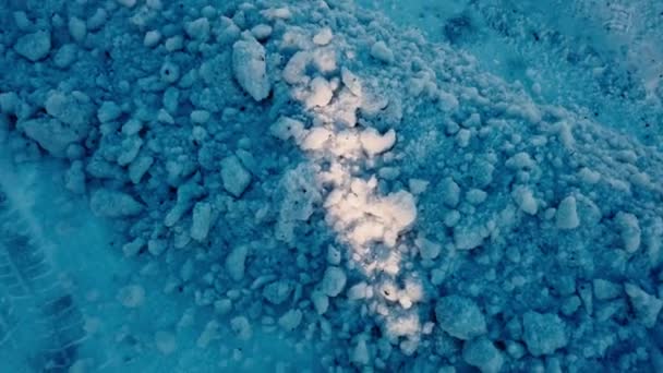 4K video of lumos of frozen snow. It is top view. — Stock Video