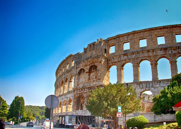 Les Ruines Amphithéâtre Pula Croatie Est Grand Théâtre Pierre Est — Photo