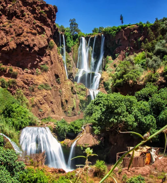 Ouzoud waterfalls, Grand Atlas in Morocco. This beautiful nature background is situated in Africa. — Stock Photo, Image