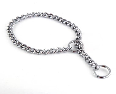 Iron chain collar isolated on white background. It is a training collar for dogs. clipart