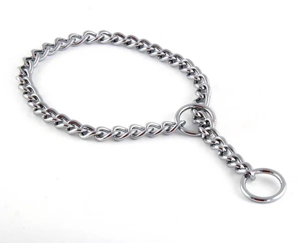 Iron chain collar isolated on white background. It is a training collar for dogs. — Stock Photo, Image