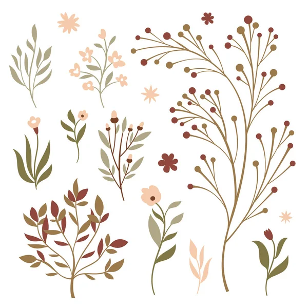 Nahtloses Muster Mit Blumen Und Zweigen — Stockvektor