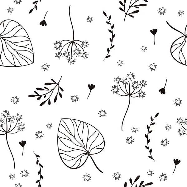 Seamless Pattern Twigs Leaves White Background — Stock Vector