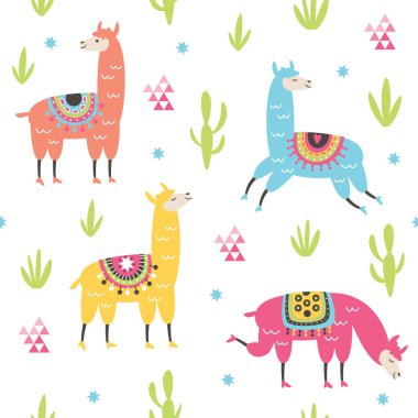 Dikişsiz desen, llamas çizimler