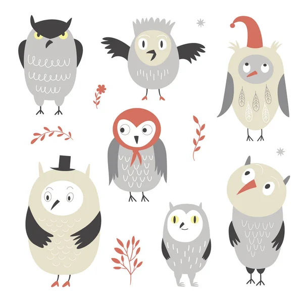 Chouettes Mignonnes Illustrations Vectorielles — Image vectorielle