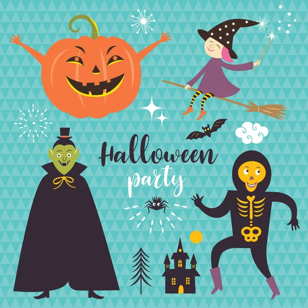 Conjunto Vectores Elementos Diseño Halloween Para Folleto Plantilla Invitación Para — Vector de stock