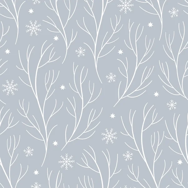 枝や雪とシームレスな黒と白のパターン — ストックベクタ