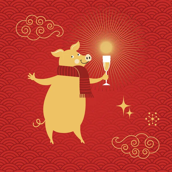 Cochon Est Symbole Nouvel Chinois 2019 — Image vectorielle
