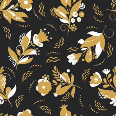 güzel seamless modeli, kaprisli çiçekler, vektör çizim