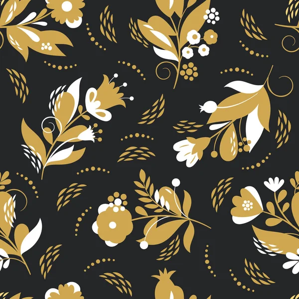 気まぐれな花 美しいシームレスなパターン ベクトル イラスト — ストックベクタ