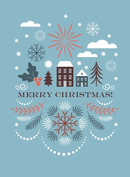 Merry Christmas Greeting Card Vector Illustration — Stock Vector
