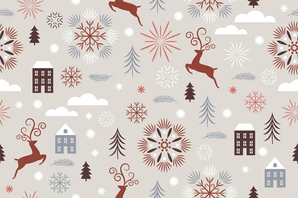 シームレスなクリスマスと新年のパターン — ストックベクタ