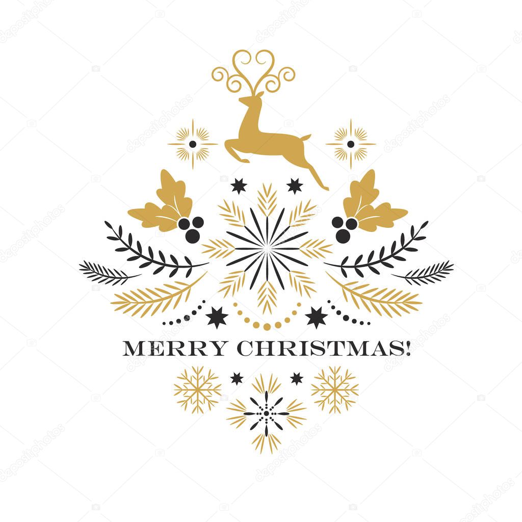 Merry christmas greeting card , Vector illustration, background