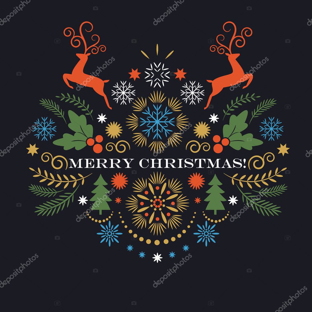 Merry christmas greeting card , Vector illustration