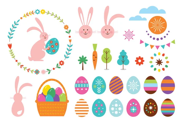 Happy Easter Set Vector Elements Your Design — Stock Vector