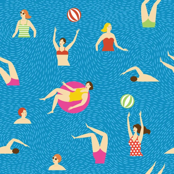 Ilustración Vectorial Mujeres Descansando Mar — Archivo Imágenes Vectoriales