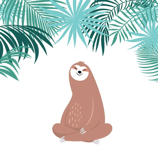 Illustration Vectorielle Sur Feuilles Florales Tropicales Koala Drôle — Image vectorielle