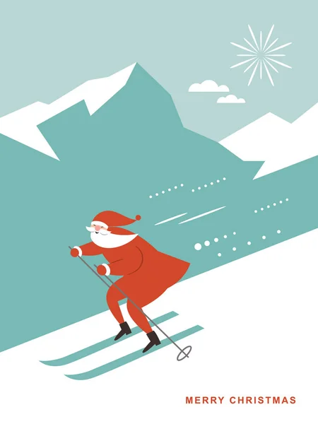 Christmas Banner Vinter Scen Nyår Gratulationskort Platt Vektor Illustration — Stock vektor