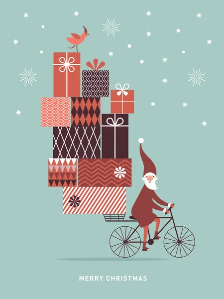 Nain Avec Coffrets Cadeaux Concept Noël — Image vectorielle