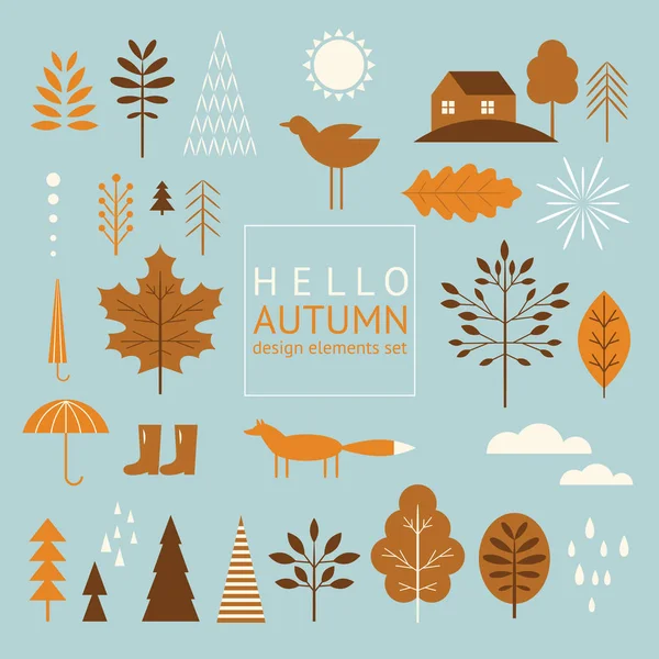 Beautiful Autumnal Background Leaves Text Hello Autumn — Stock Vector