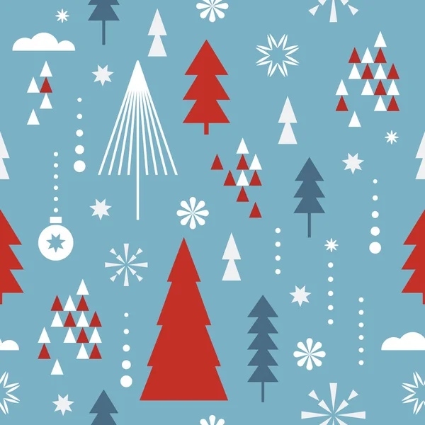 Köknar Ağaçları Kar Taneleri Seti Noel Konsepti — Stok Vektör