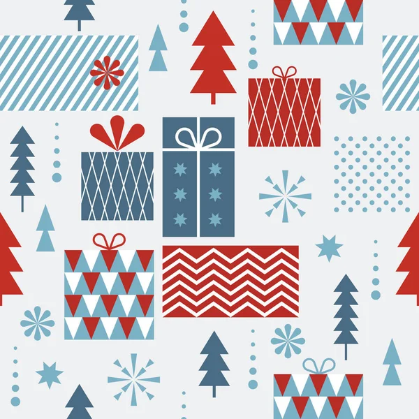 Set Aus Tannenbäumen Und Geschenkschachteln Weihnachtskonzept — Stockvektor