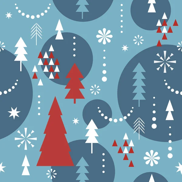 Köknar Ağaçları Kar Taneleri Seti Noel Konsepti — Stok Vektör