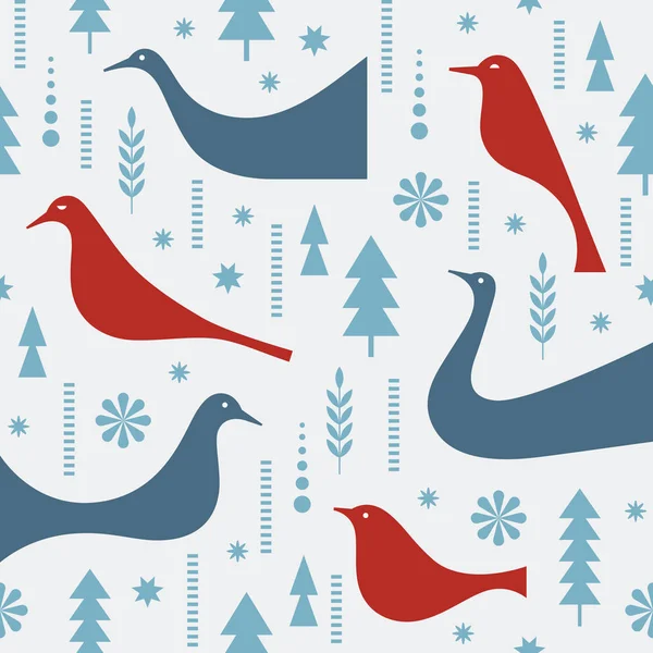 Set Van Bullfinches Sneeuwvlokken Kerstconcept — Stockvector