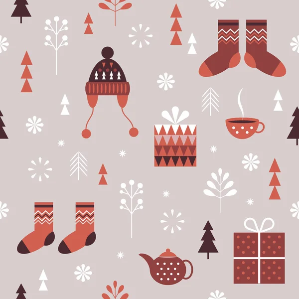 Set Warme Winterkleding Kerstconcept — Stockvector