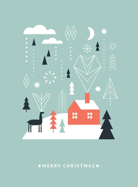 Biglietto Natale Capodanno Rivista Volantino Cartellone Pubblicitario Vendita Banner Brochure — Vettoriale Stock