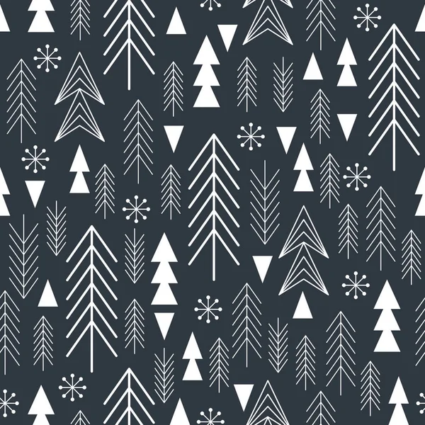 Christmas Trees Seamless Pattern Dark Background — Stock Vector