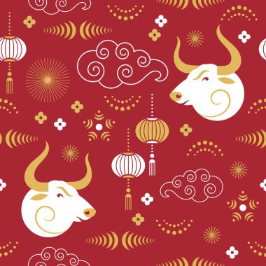 Kusursuz desen. Çin mutlu yıllar. Boğanın yılı.