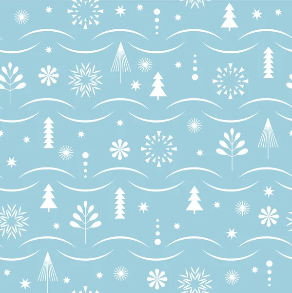 青い背景のシームレスなクリスマスパターン クリスマスオーナメント — ストックベクタ