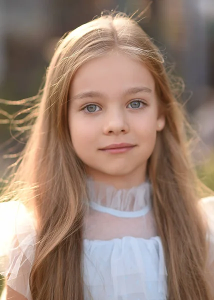 Portrait Little Girl Outdoors Summer — Stock Photo, Image