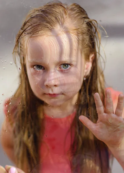 Portrait Petite Fille Plein Air Été — Photo